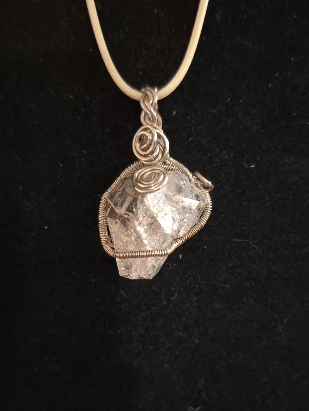 Sapphireskies Sterling Herkimer Quartz Wire Wrap Pendant